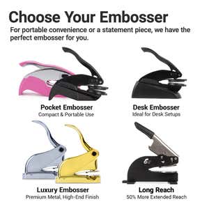 Comparison of the stamp types available for the Logo Embosser Seal with Text