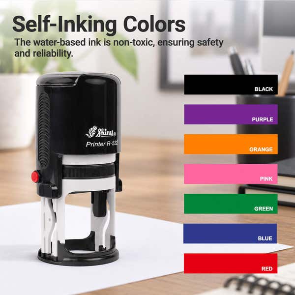 Chart of available ink colors for the Small Round Self-Inking Logo Stamp