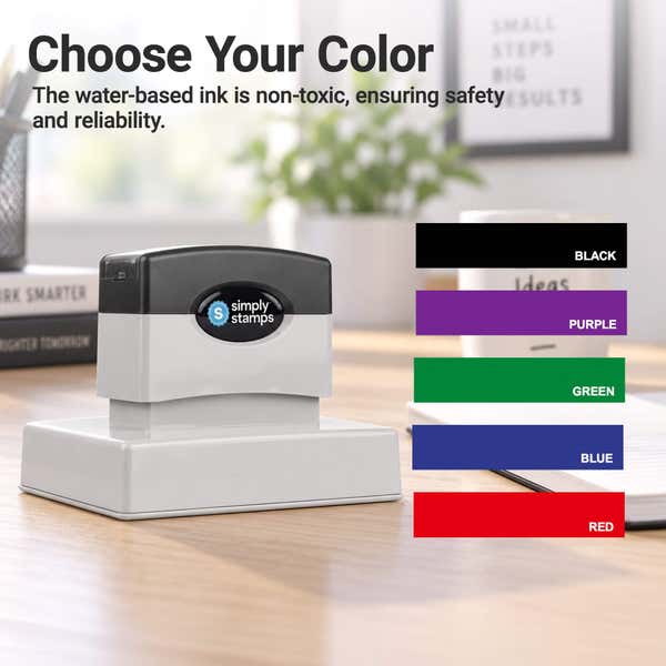 Chart of available ink colors for the Large 3" x 4" Custom Pre-Inked Rectangular Logo Stamp