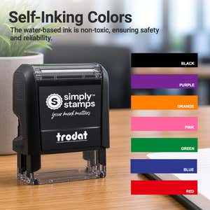Chart of available ink colors for the Custom 3 Line Rectangle Self
