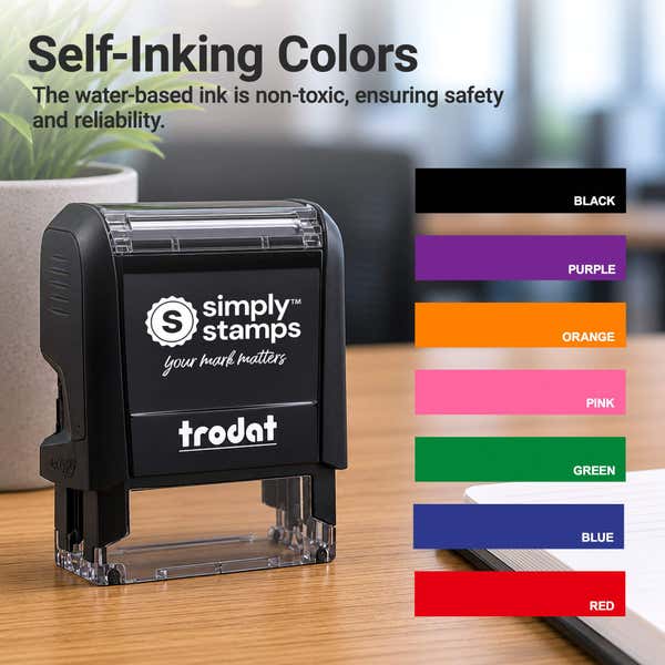 Chart of available ink colors for the Custom 3 Line Rectangle Self