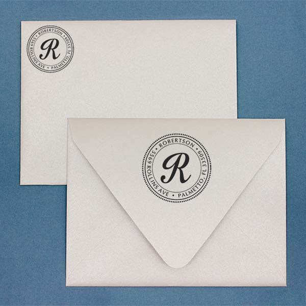 Palmetto Circle Address Stamp Imprint Example