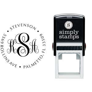 Fancy Monogram Address Stamp Body and Design - Self-Inking