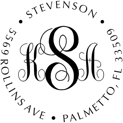 Fancy Monogram Self-Inking Address Stamp