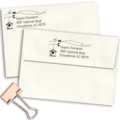 Birdie Birdhouse Return Address Stamp - alternate view