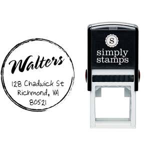 Ash Script Round Return Address Stamp Body and Design