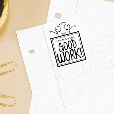 Good Work! Cartoon Custom Teacher Stamp - alternate view