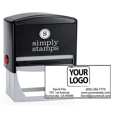 Contact Information Rectangular Logo Stamp - alternate view