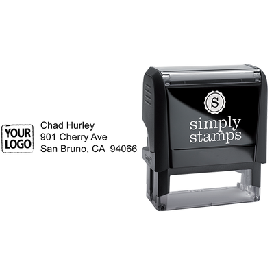 Custom Logo Return Address Stamp - alternate view
