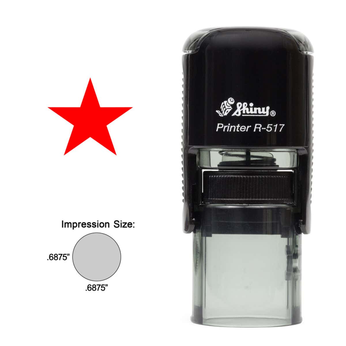Star stamp impression size along with the Shiny R-517 stamp