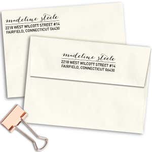 Madeline Address Stamp Imprint Example on Envelope