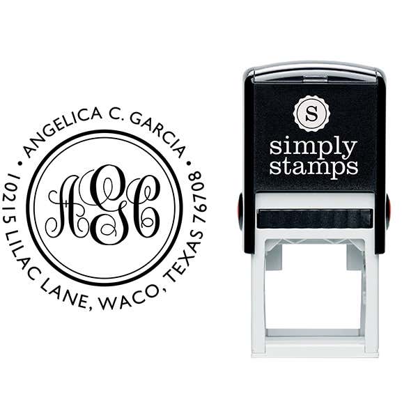 Angelica Monogram Address Stamp Body and Design