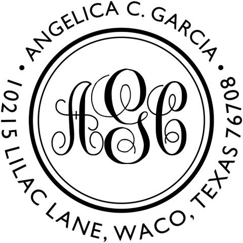 Angelica Monogram Address Stamp