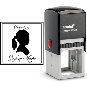 Girl Silhouette Customizable Rubber Stamp Body and Design