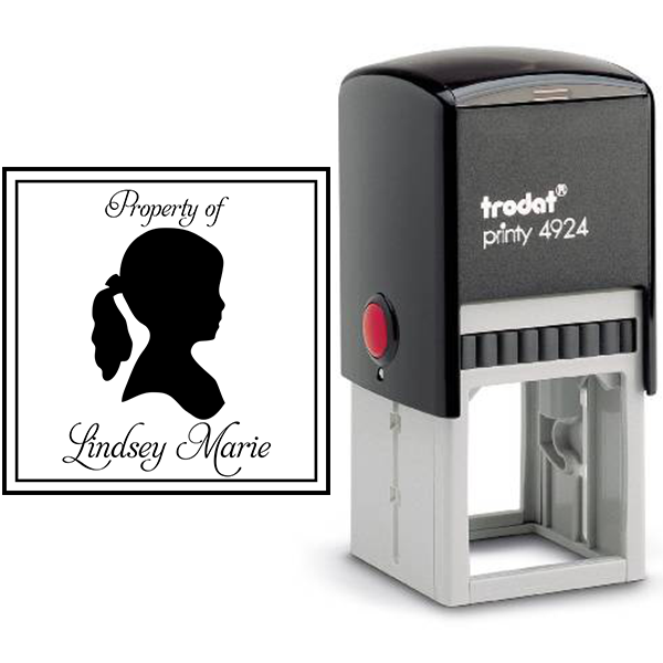 Girl Silhouette Customizable Rubber Stamp Body and Design