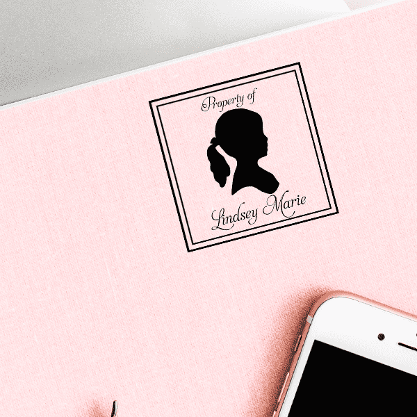 Girl Silhouette Customizable Rubber Stamp Imprint Examples on Envelopes