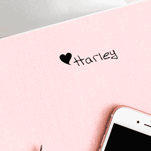 Heart Name Rubber Stamp Imprint Example