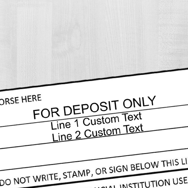 3 Line Deposit Only Stamp Imprint Example