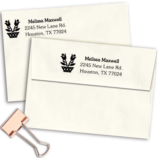 Flower Planter Address Stamp Imprint Example