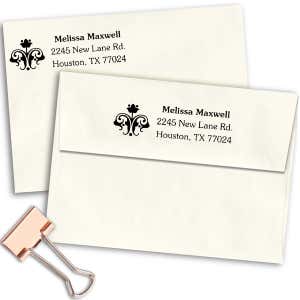 Flower Ornament Address Stamp Imprint Example