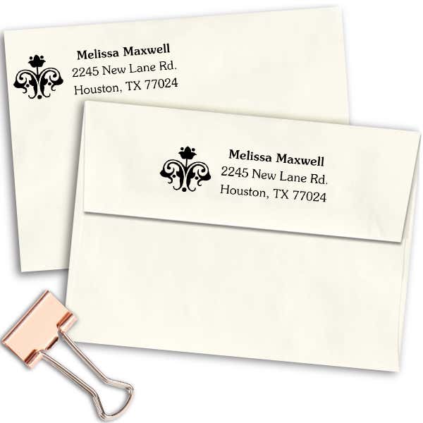 Flower Ornament Address Stamp Imprint Example