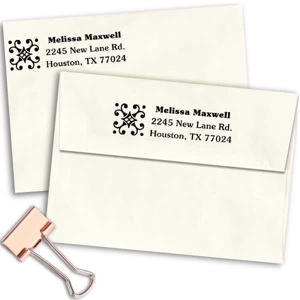 Deco Diamond Address Stamp Imprint Example