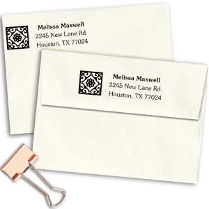 Deco Tile Address Stamp Imprint Example