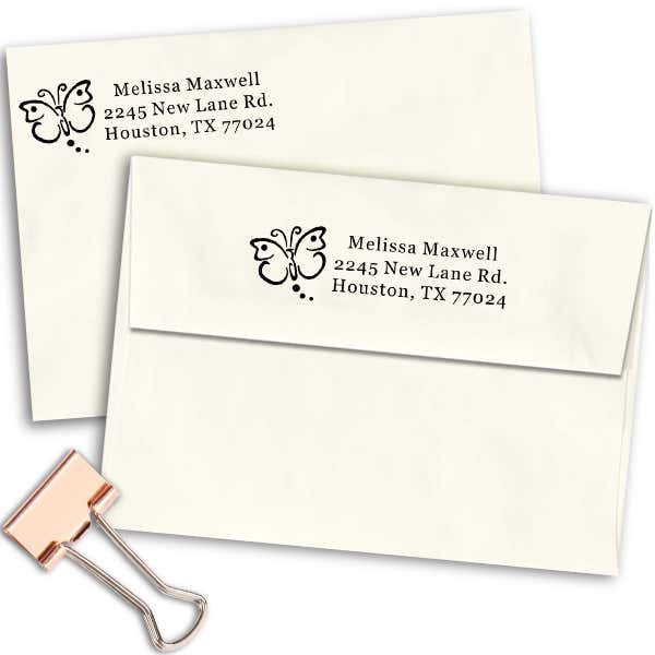 Butterfly Art Address Stamp Imprint Example