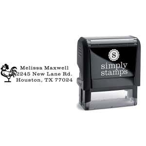Rooster Address Stamp Body and Design