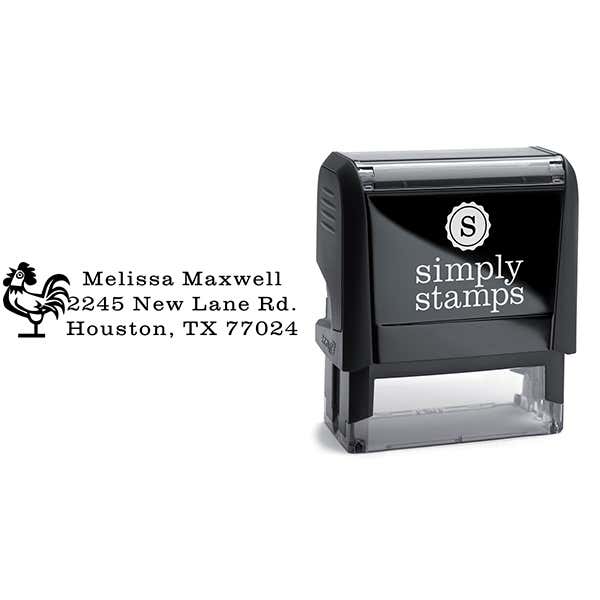 Rooster Address Stamp Body and Design