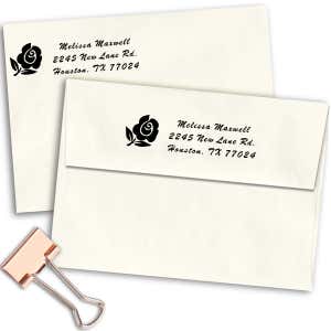 Rose Bud Address Stamp Imprint Example