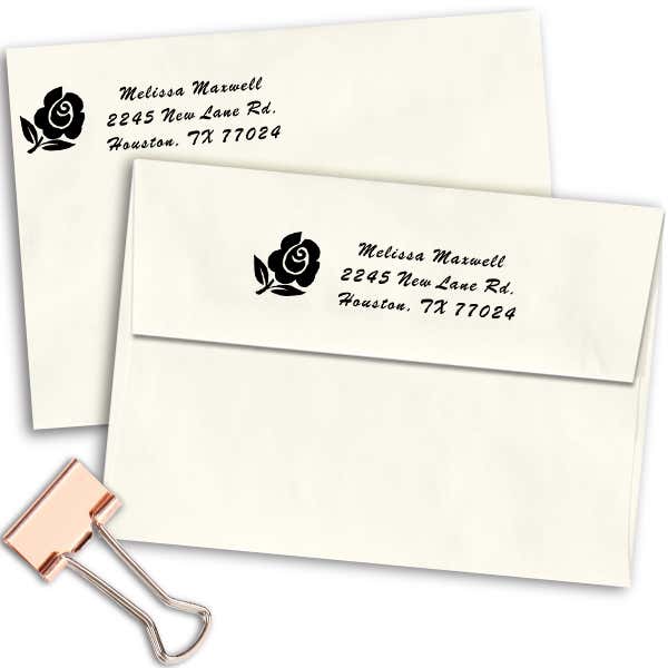 Rose Bud Address Stamp Imprint Example