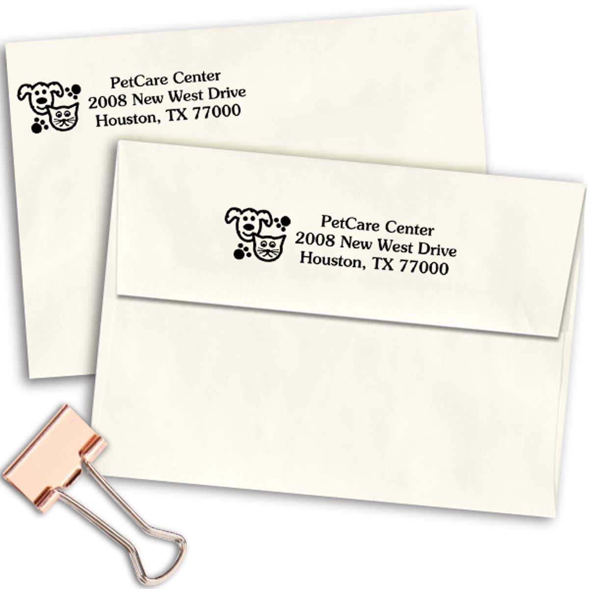 Cat Dog Paws Pet Return Address Stamp Imprint Example
