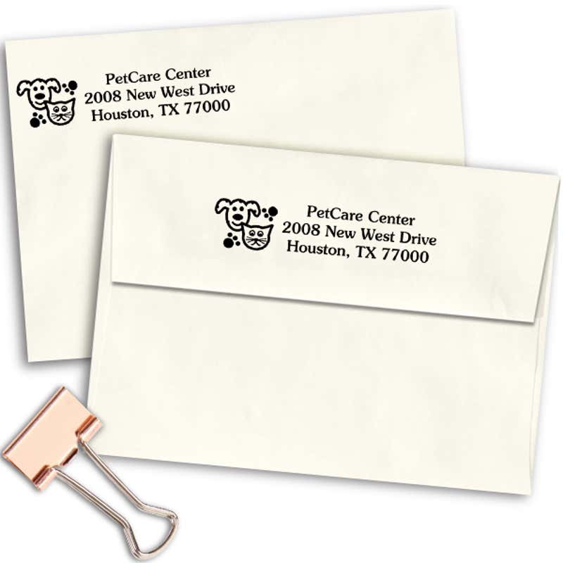 Cat Dog Paws Pet Return Address Stamp Imprint Example