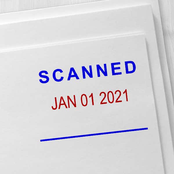 'Scanned' Office Date Stamp Imprint Example
