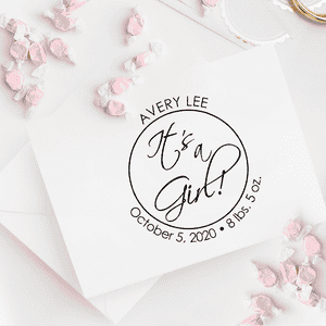 It's A Girl New Baby Stamp Imprint Example