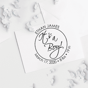 It's A Boy New Baby Stamp Imprint Example