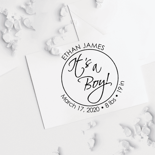 It's A Boy New Baby Stamp Imprint Example