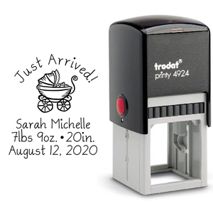 Just Arrived Baby Announcement Rubber Stamp Body and Design