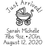 Just Arrived Baby Announcement Rubber Stamp