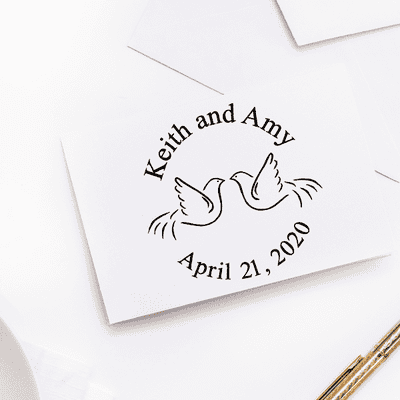Doves Wedding Rubber Stamp - alternate view