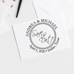 Save The Date Round Stamp Imprint Example