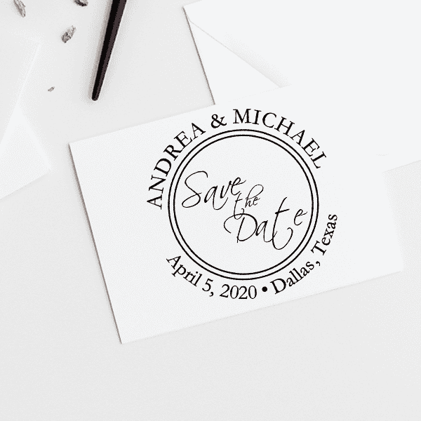 Save The Date Round Stamp Imprint Example