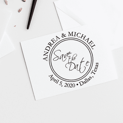 Round Save The Date Stamp - alternate view