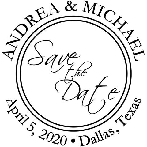Round Save The Date Stamp