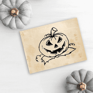 Evil Pumpkin Halloween Rubber Stamp Imprint Example