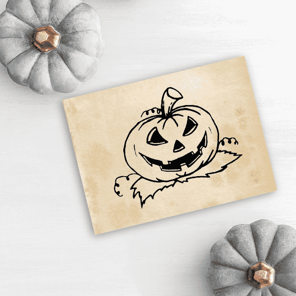 Evil Pumpkin Halloween Rubber Stamp Imprint Example