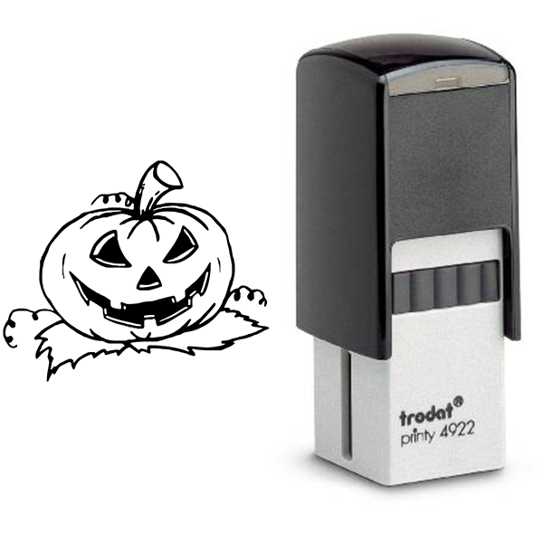 Evil Pumpkin Halloween Rubber Stamp Body and Design