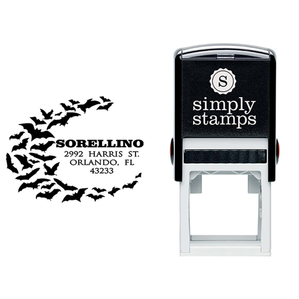 Flying Bats Return Address Stamp Body and Design