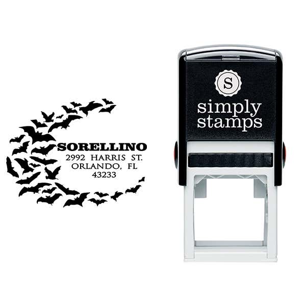 Flying Bats Return Address Stamp Body and Design